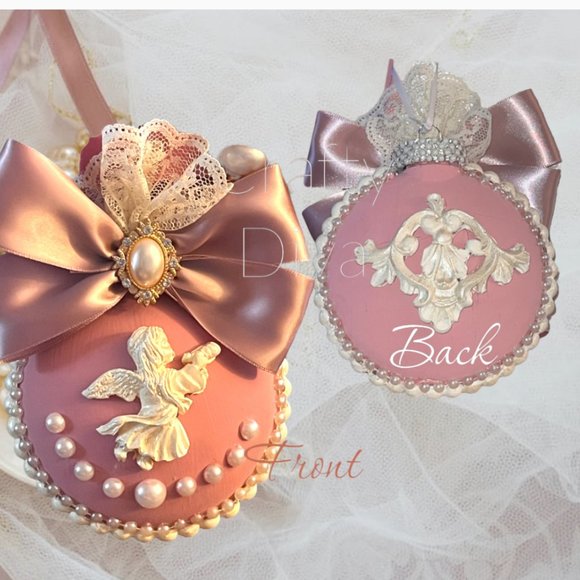 Shabby Chic Christmas Tree Ornament Set 3, X-Mas Tree decorations, Victorian - Picture 3 of 16